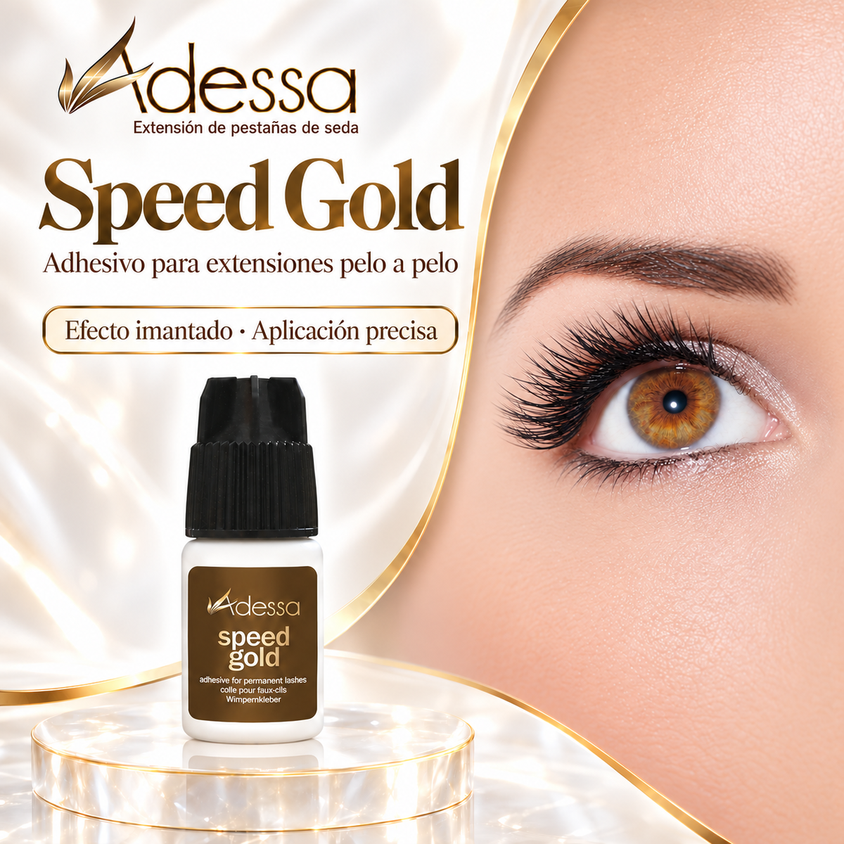 Adessa Speed Gold | Adhesivo pelo a pelo con efecto imantado | 3 g