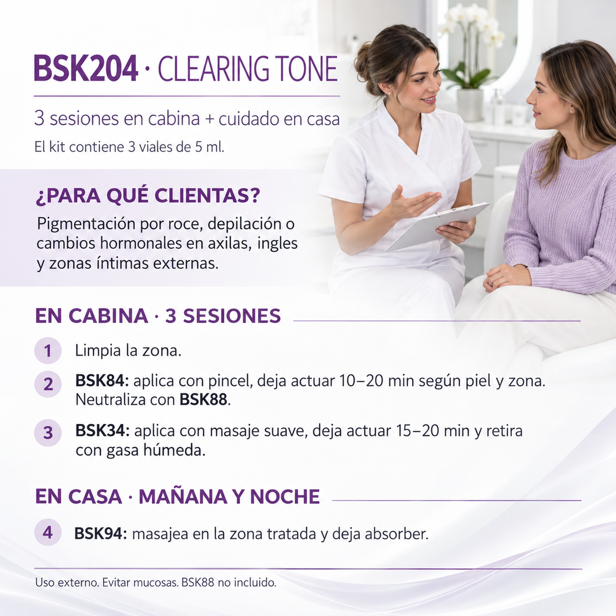 BSK204 Clearing Tone | Kit para aclarar axilas, ingles y zonas íntimas externas
