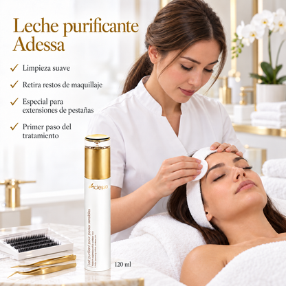 Leche purificante Adessa para el cuidado de las extensiones de pestañas | 40 ml y 120 ml