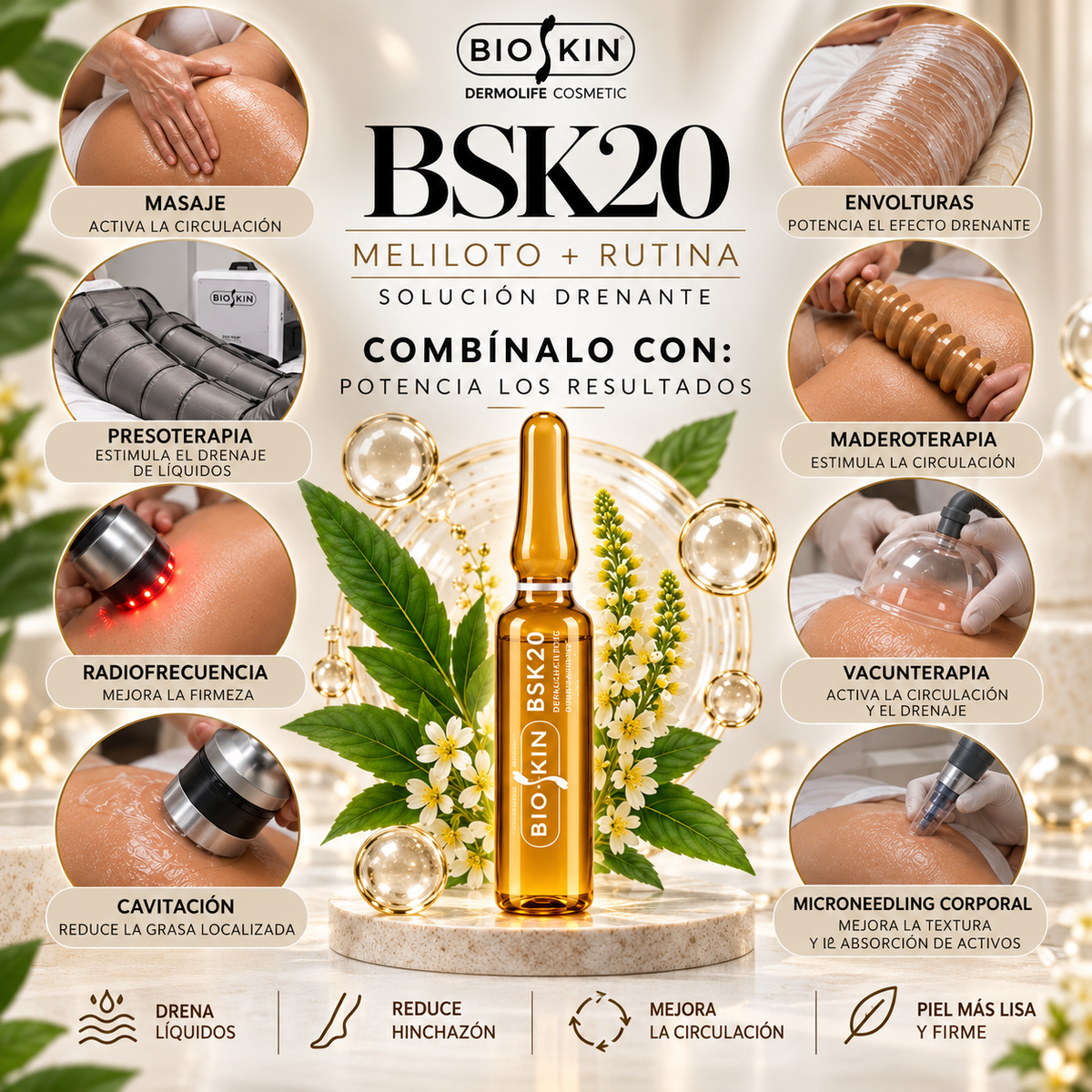 BSK20 MELILOTO + RUTINA | Solución drenante profesional / 10u. 5ml