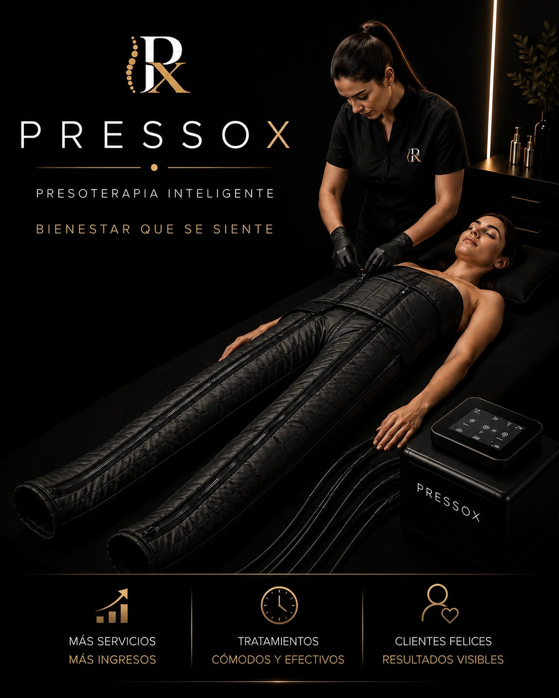 PRESSOX™ | Presoterapia Inteligente para Remodelación Corporal y Drenaje Linfático