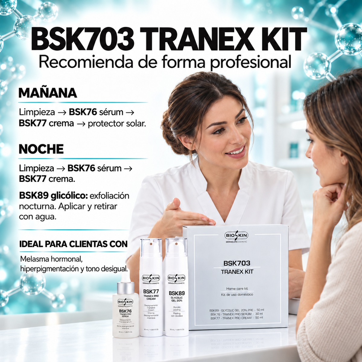 BSK703 Tranex Kit | Tratamiento despigmentante facial para melasma hormonal