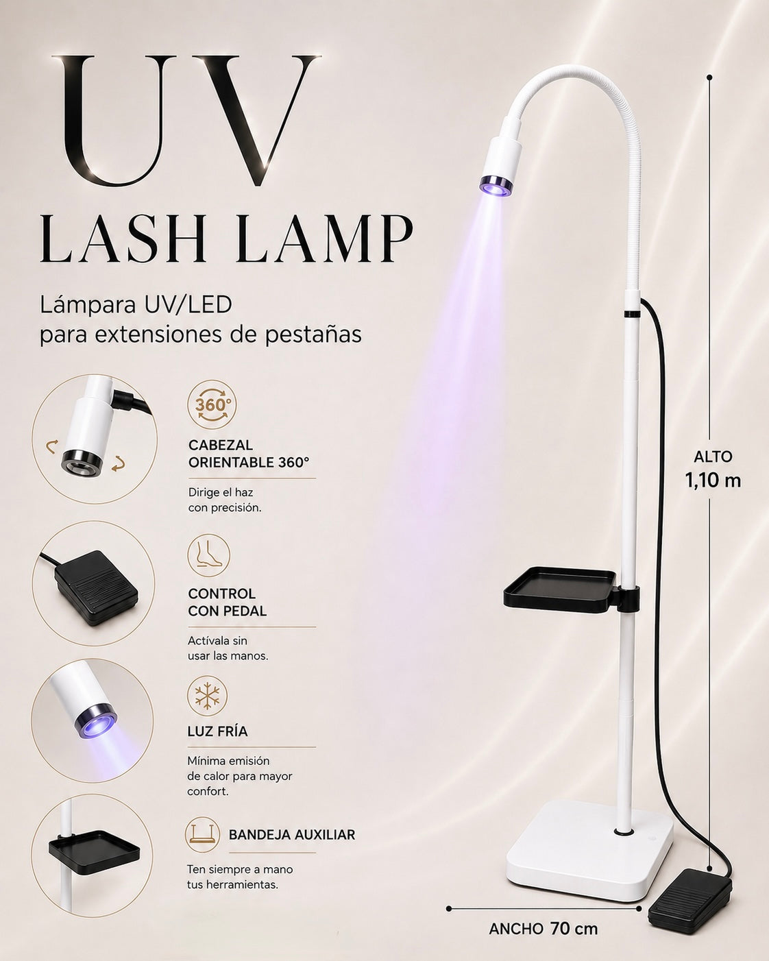 UV LASH LAMP | Lámpara UV/LED para extensiones de pestañas