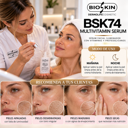 BSK74 MULTIVITAMIN SERUM | Sérum Facial Iluminador con Vitaminas y Proteoglicanos BioSkin 30 ml