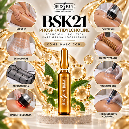 BSK21 PHOSPHATIDYLCHOLINE · Solución Lipolítica |Tratamiento profesional para grasa localizada . 10u. 5ml
