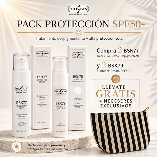 PACK PROTECCIÓN BIOSKIN SPF50+ | Tratamiento Antimanchas + 🎁 4 NECESERES DE REGALO