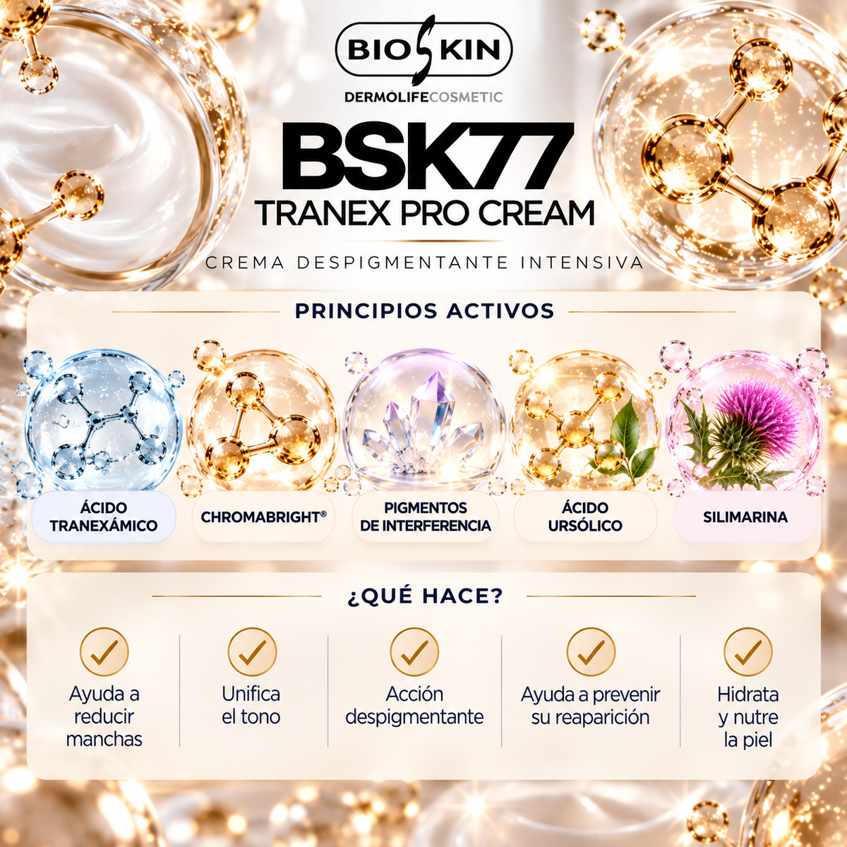 BSK77 TRANEX PRO CREAM | Crema Facial Intensiva Despigmentante BioSkin 50 ml