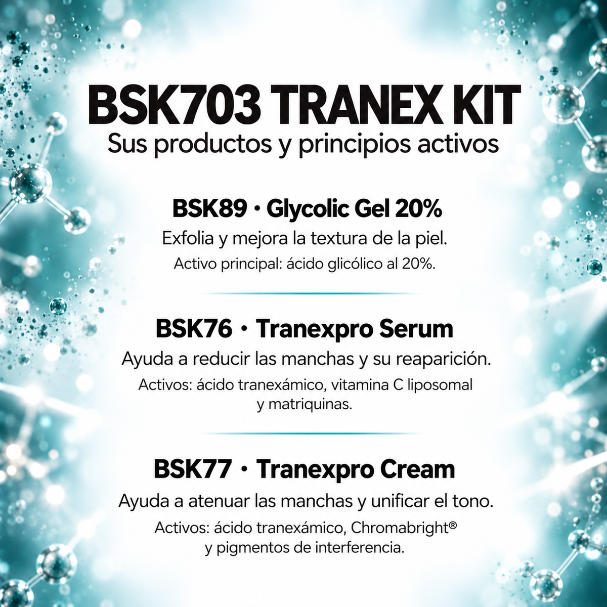 BSK703 Tranex Kit | Tratamiento despigmentante facial para melasma hormonal