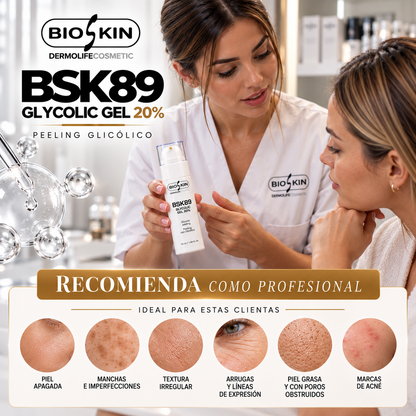 BSK89 GLYCOLIC GEL 20% BioSkin | Peeling Glicólico Renovador Facial 50 ml / 300 ml