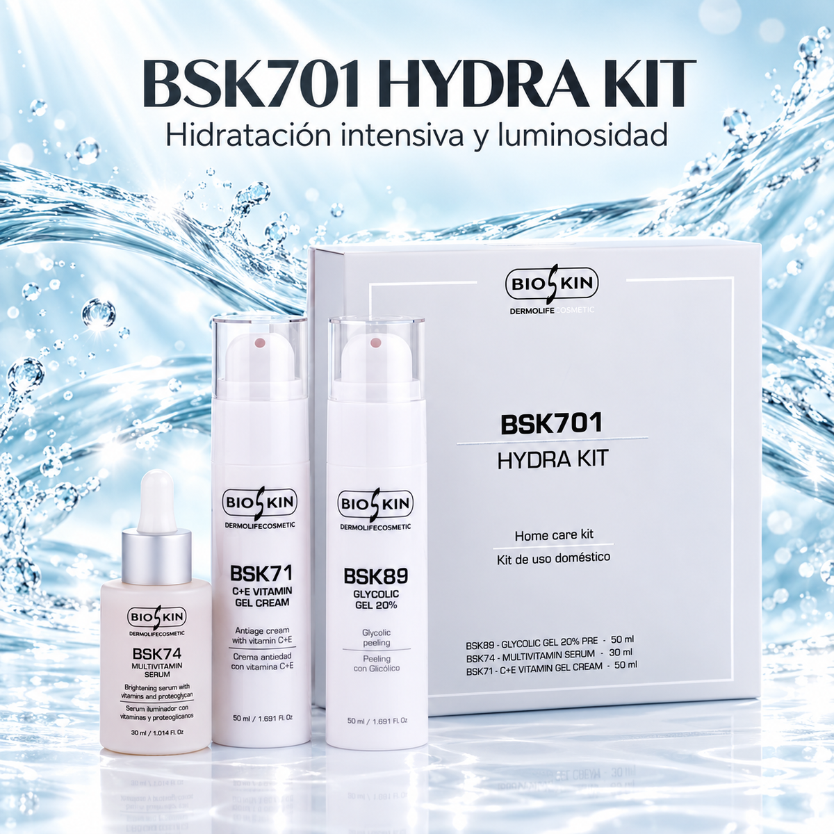 BSK701 Hydra Kit | Kit de hidratación facial intensiva y luminosidad