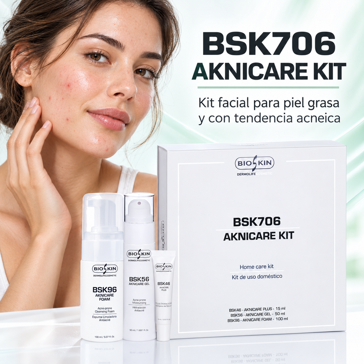 BSK706 Aknicare Kit | Kit facial para piel grasa y con tendencia acneica