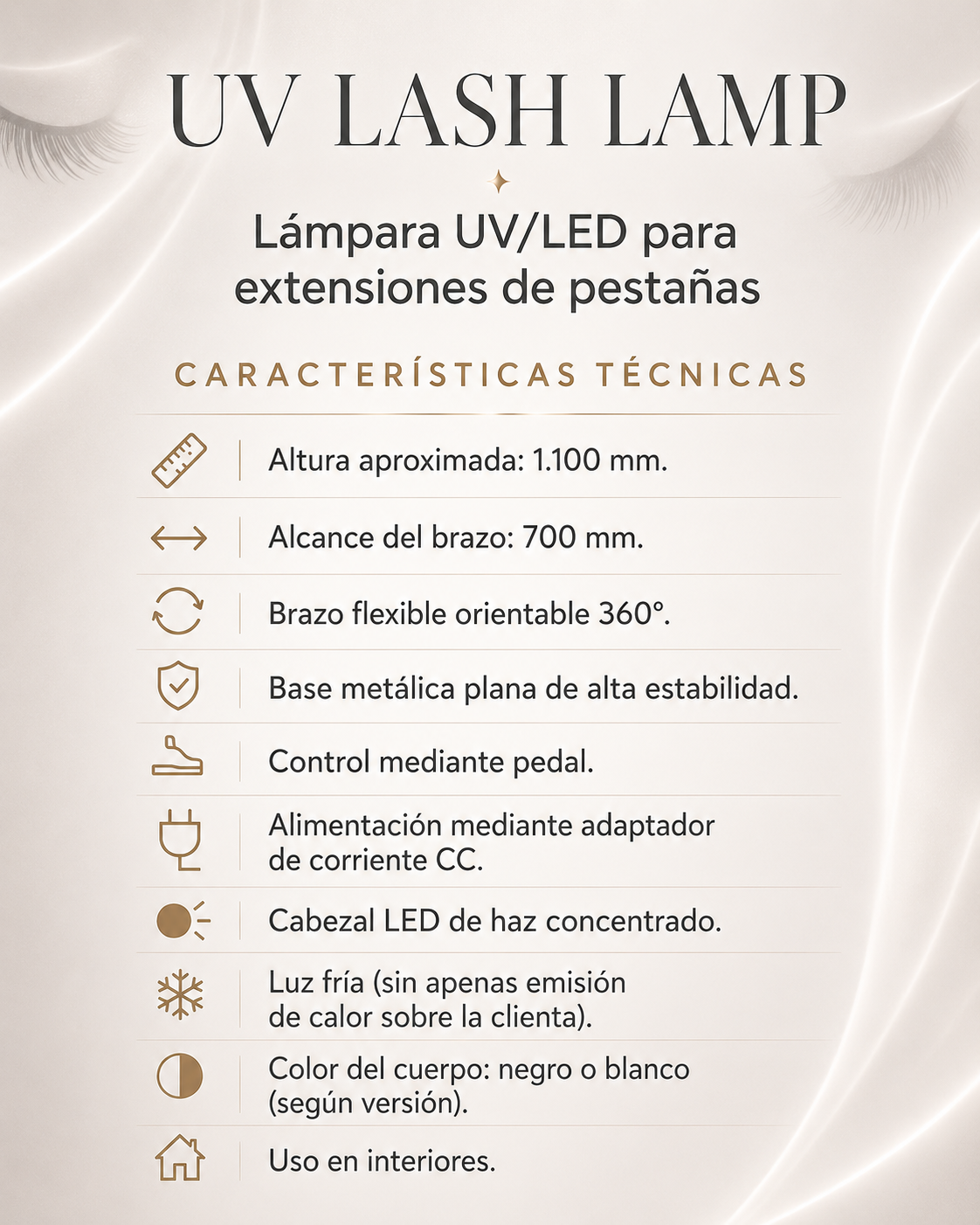 UV LASH LAMP | Lámpara UV/LED para extensiones de pestañas