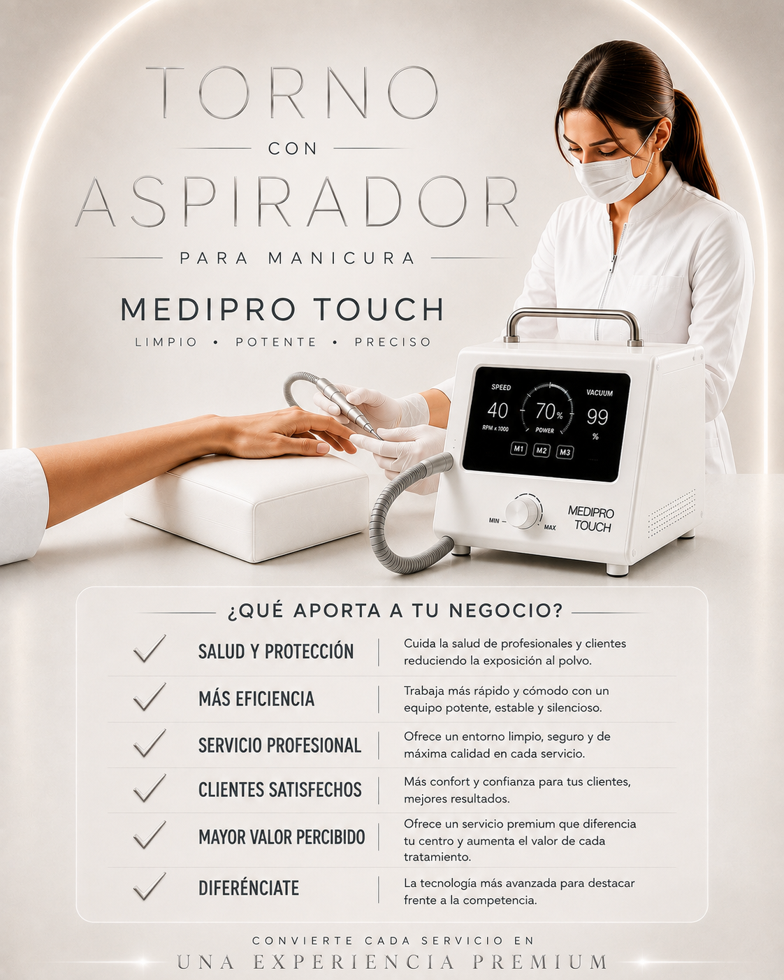 Torno con Aspirador para Manicura | Medipro Touch