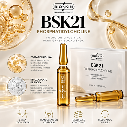 BSK21 PHOSPHATIDYLCHOLINE · Solución Lipolítica |Tratamiento profesional para grasa localizada . 10u. 5ml