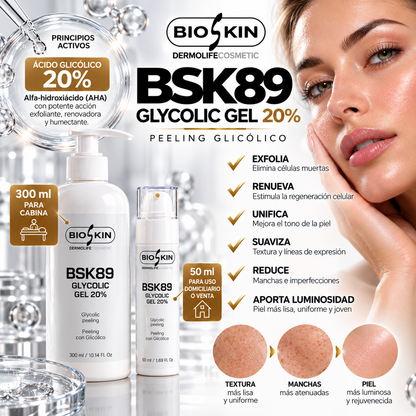 BSK89 GLYCOLIC GEL 20% BioSkin | Peeling Glicólico Renovador Facial 50 ml / 300 ml